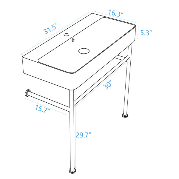 Kichae Ceramic Rectangular Console Bathroom Sink with Overflow Wayfair